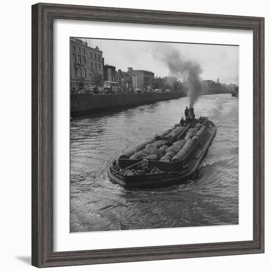 Barge "Castlenock", the "Guinness Navy", Sailing Down River Liffey with Hogsheads of Guinness Stout-David Scherman-Framed Photographic Print