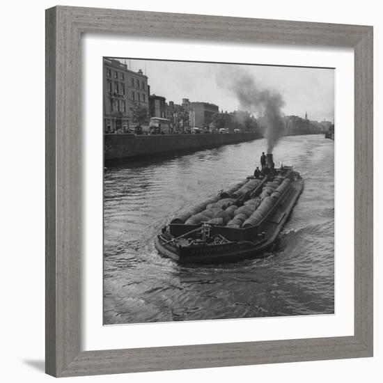 Barge "Castlenock", the "Guinness Navy", Sailing Down River Liffey with Hogsheads of Guinness Stout-David Scherman-Framed Photographic Print