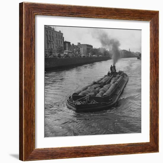 Barge "Castlenock", the "Guinness Navy", Sailing Down River Liffey with Hogsheads of Guinness Stout-David Scherman-Framed Photographic Print