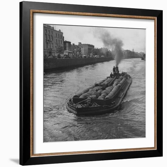 Barge "Castlenock", the "Guinness Navy", Sailing Down River Liffey with Hogsheads of Guinness Stout-David Scherman-Framed Photographic Print