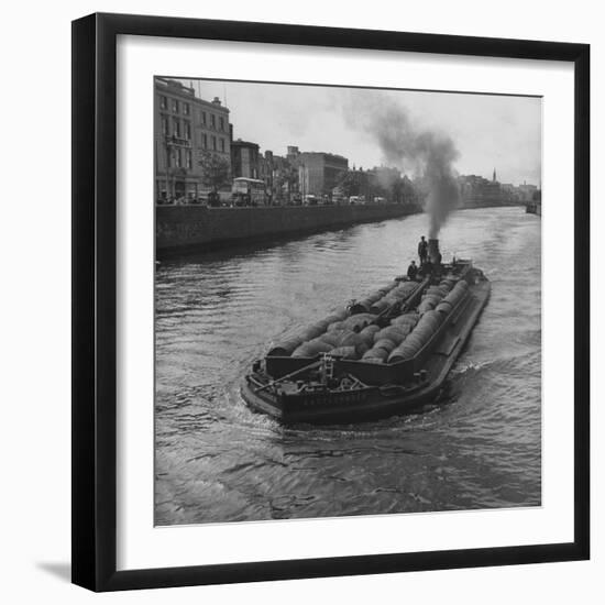 Barge "Castlenock", the "Guinness Navy", Sailing Down River Liffey with Hogsheads of Guinness Stout-David Scherman-Framed Photographic Print