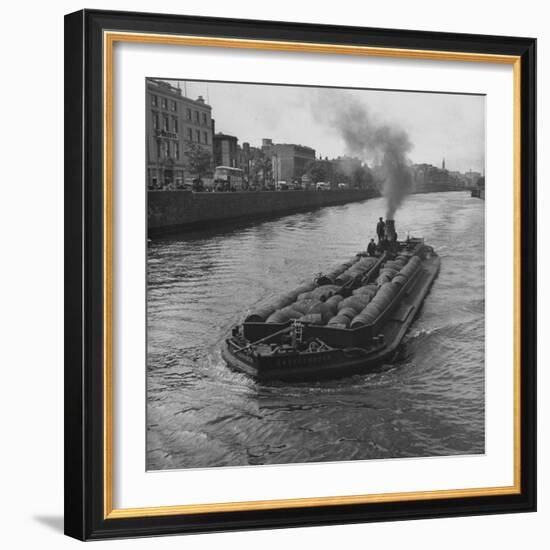 Barge "Castlenock", the "Guinness Navy", Sailing Down River Liffey with Hogsheads of Guinness Stout-David Scherman-Framed Photographic Print