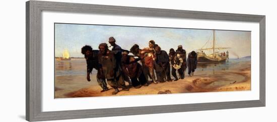 Barge Haulers on the Volga, 1872-1873-Ilya Yefimovich Repin-Framed Giclee Print