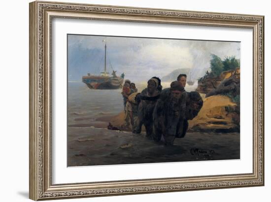 Barge Haulers Wading-Ilya Yefimovich Repin-Framed Art Print