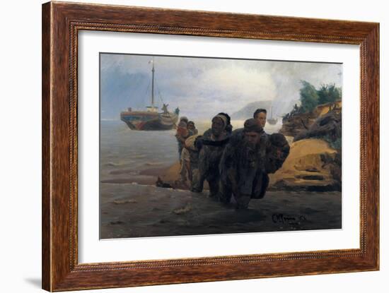 Barge Haulers Wading-Ilya Yefimovich Repin-Framed Art Print