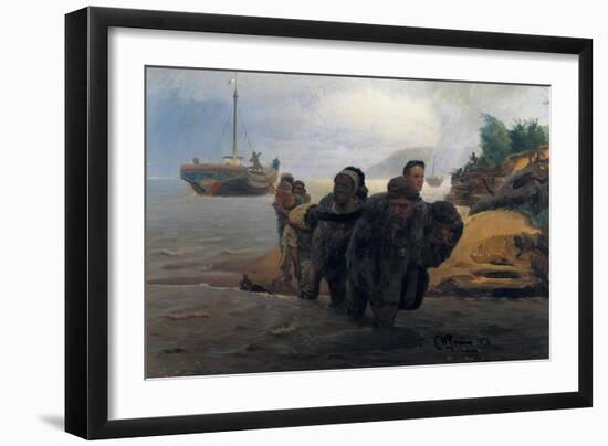 Barge Haulers Wading-Ilya Yefimovich Repin-Framed Art Print