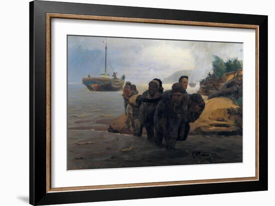 Barge Haulers Wading-Ilya Yefimovich Repin-Framed Art Print
