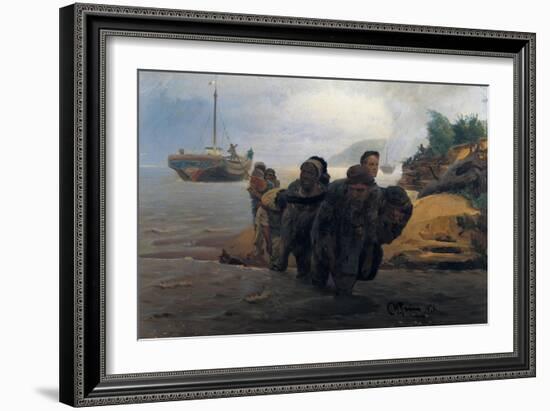 Barge Haulers Wading-Ilya Yefimovich Repin-Framed Art Print