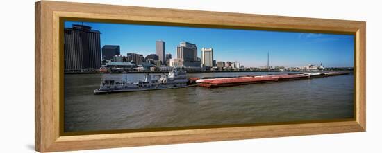 Barge in the Mississippi River, New Orleans, Louisiana, USA-null-Framed Premier Image Canvas