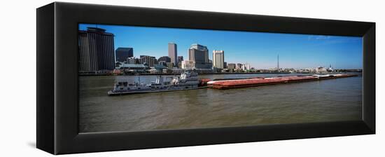 Barge in the Mississippi River, New Orleans, Louisiana, USA-null-Framed Premier Image Canvas