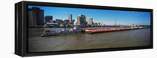 Barge in the Mississippi River, New Orleans, Louisiana, USA-null-Framed Premier Image Canvas