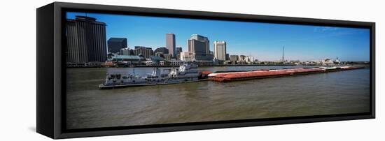 Barge in the Mississippi River, New Orleans, Louisiana, USA-null-Framed Premier Image Canvas