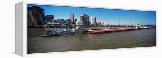 Barge in the Mississippi River, New Orleans, Louisiana, USA-null-Framed Premier Image Canvas