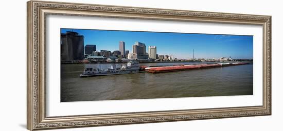 Barge in the Mississippi River, New Orleans, Louisiana, USA-null-Framed Photographic Print