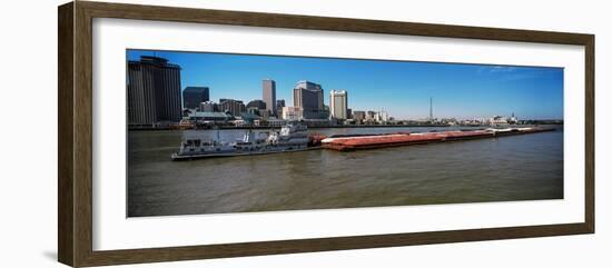 Barge in the Mississippi River, New Orleans, Louisiana, USA-null-Framed Photographic Print