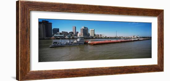 Barge in the Mississippi River, New Orleans, Louisiana, USA-null-Framed Photographic Print