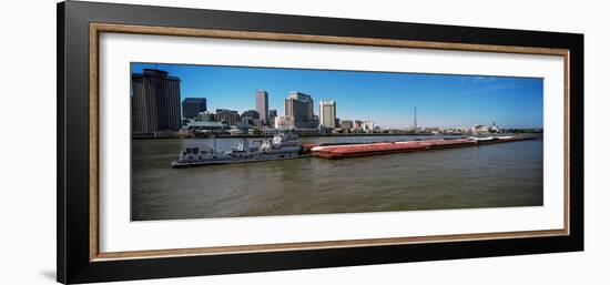 Barge in the Mississippi River, New Orleans, Louisiana, USA-null-Framed Photographic Print