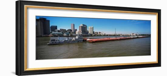 Barge in the Mississippi River, New Orleans, Louisiana, USA-null-Framed Photographic Print