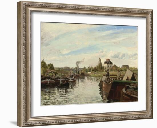 Barge on the Seine at Bougival, 1871-Camille Pissarro-Framed Giclee Print