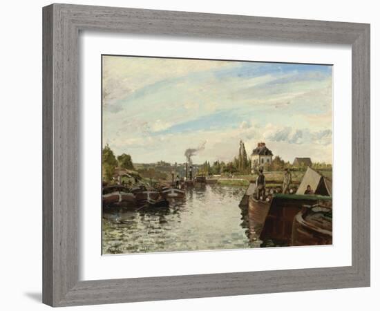 Barge on the Seine at Bougival, 1871-Camille Pissarro-Framed Giclee Print