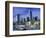 Barge on Water & Skyline, Frankfurt, Germany-Peter Adams-Framed Photographic Print