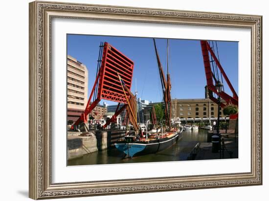 Barge Passing Through St Katherines Lock, London-Peter Thompson-Framed Photographic Print