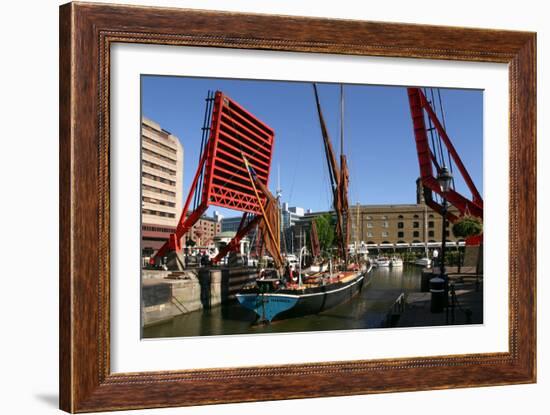 Barge Passing Through St Katherines Lock, London-Peter Thompson-Framed Photographic Print