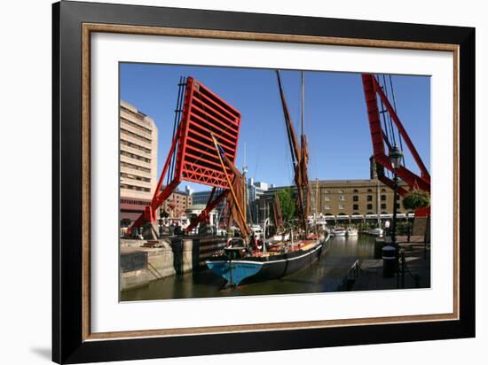 Barge Passing Through St Katherines Lock, London-Peter Thompson-Framed Photographic Print