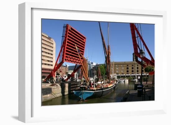 Barge Passing Through St Katherines Lock, London-Peter Thompson-Framed Photographic Print