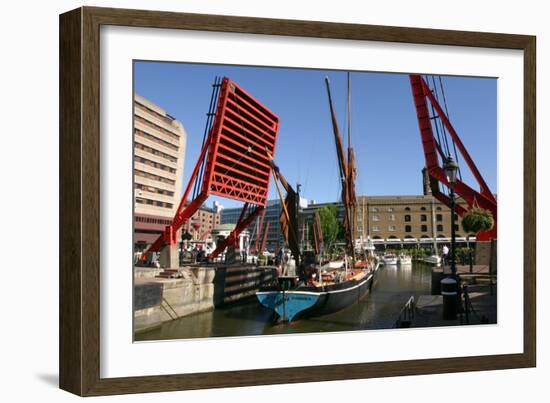 Barge Passing Through St Katherines Lock, London-Peter Thompson-Framed Photographic Print