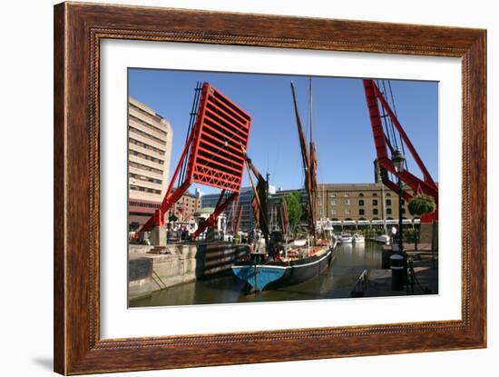 Barge Passing Through St Katherines Lock, London-Peter Thompson-Framed Photographic Print