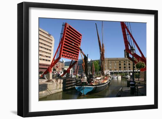 Barge Passing Through St Katherines Lock, London-Peter Thompson-Framed Photographic Print