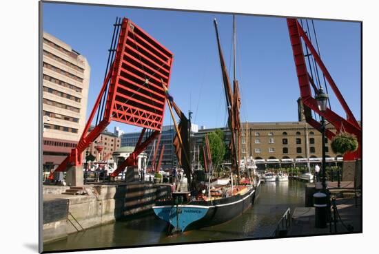 Barge Passing Through St Katherines Lock, London-Peter Thompson-Mounted Photographic Print