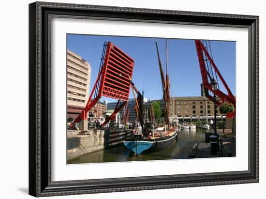 Barge Passing Through St Katherines Lock, London-Peter Thompson-Framed Photographic Print