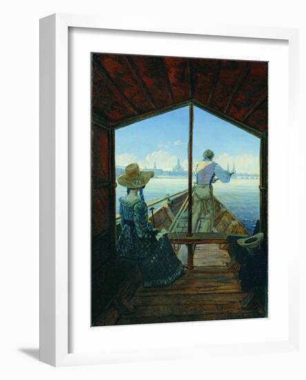 Barge Trip on the Elbe Near Dresden (Morning on the Elb), 1827-Carl Gustav Carus-Framed Giclee Print