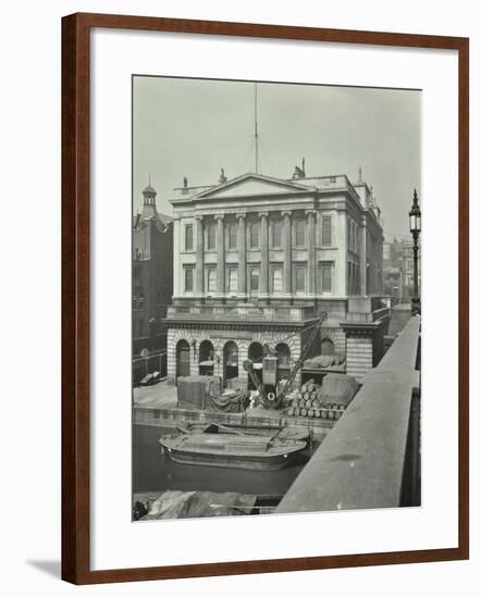 Barges and Goods in Front of Fishmongers Hall, Seen from London Bridge, 1912-null-Framed Photographic Print