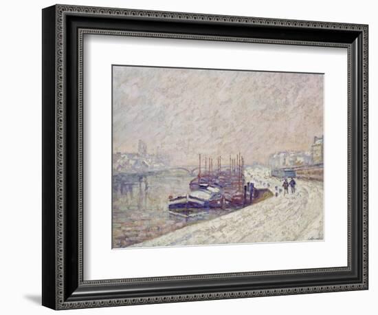 Barges in the Snow-Jean-Baptiste Armand Guillaumin-Framed Giclee Print