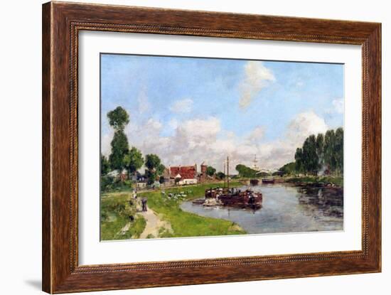Barges on the Canal at Saint-Valery-Sur-Somme, 1891-Eugène Boudin-Framed Giclee Print