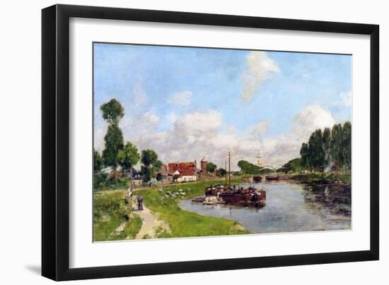 Barges on the Canal at Saint-Valery-Sur-Somme, 1891-Eugène Boudin-Framed Giclee Print