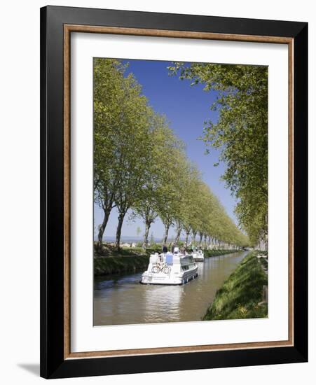 Barges on the Canal Du Midi, UNESCO World Heritage Site, in Spring, Languedoc-Roussillon, France, E-David Clapp-Framed Photographic Print