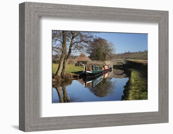 Barges on the Monmouthshire and Brecon Canal-Stuart Black-Framed Photographic Print