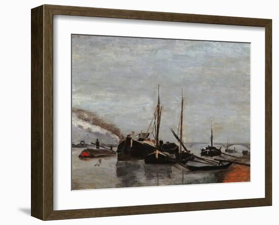 Barges on the Seine at Bercy-Jean-Baptiste-Armand Guillaumin-Framed Giclee Print