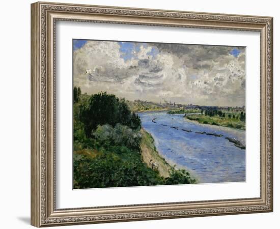 Barges on the Seine River, circa 1869-Pierre-Auguste Renoir-Framed Giclee Print