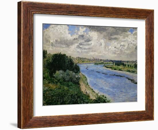Barges on the Seine River, circa 1869-Pierre-Auguste Renoir-Framed Giclee Print