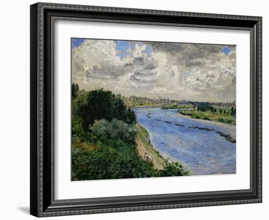 Barges on the Seine River, circa 1869-Pierre-Auguste Renoir-Framed Giclee Print