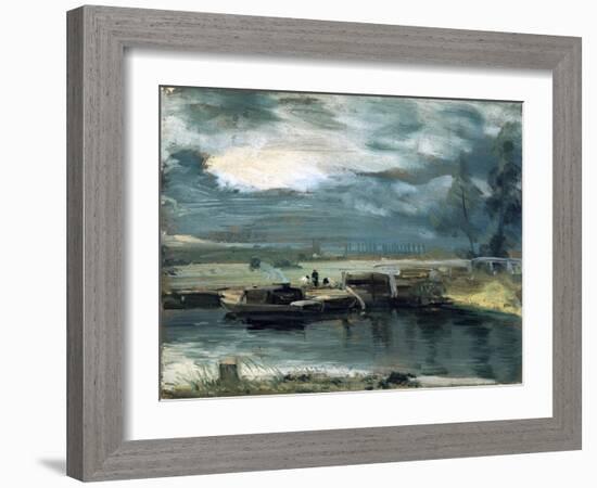 Barges on the Stour, with Dedham Church in the Distance, 1811-John Constable-Framed Giclee Print