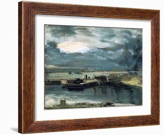 Barges on the Stour, with Dedham Church in the Distance, 1811-John Constable-Framed Giclee Print