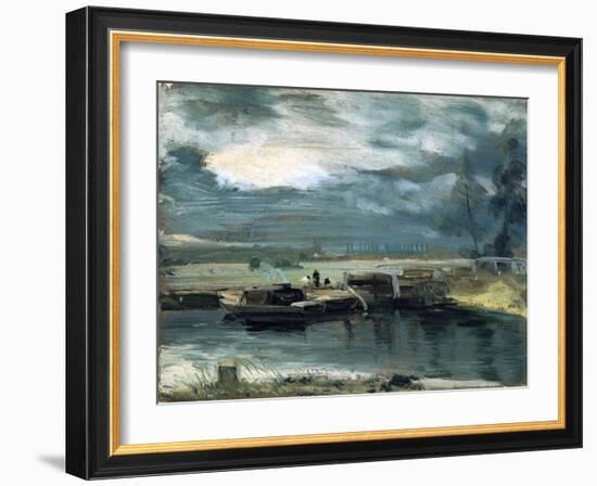 Barges on the Stour, with Dedham Church in the Distance, 1811-John Constable-Framed Giclee Print