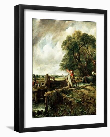 Barges Passing a Lock on the Stour-John Constable-Framed Giclee Print