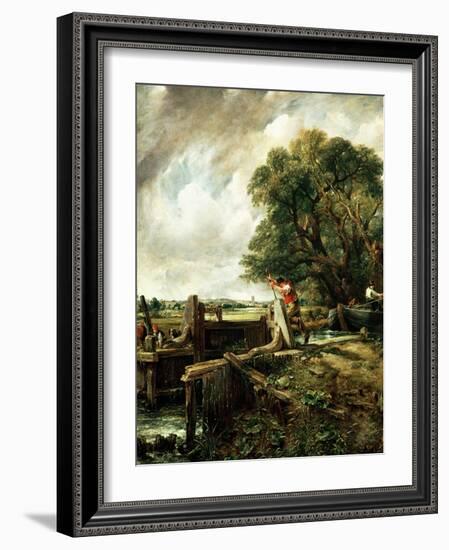 Barges Passing a Lock on the Stour-John Constable-Framed Giclee Print